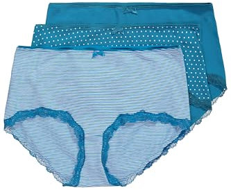Ulla Popken Damen große Größen Übergrößen Plus Size Hipster, 3er-Pack, Streifen/Punkte/Uni