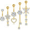 5 Stück Bauchnabelpiercing Chirurgenstahl Bauchnabelpiercing 10mm Stablänge Bauchnabelpiercing Gold mit Strass Bauchnabelpiercing Titan Clip Bauchnabelpiercing Herz Geschenk für Frauen Schmuck.