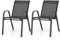 GiantexUK Garden Dining Chairs Set of 2/4, Metal Frame Outdoor Chairs with High Backrest & Armrests, Stacking Fabric Chair for Patio Backyard Poolside Lawn (2, Black)