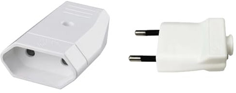 Prises électriques mâles et femelles 10 A blanches pour une connexion sûre et efficace des appareils à la maison ou au bureau.