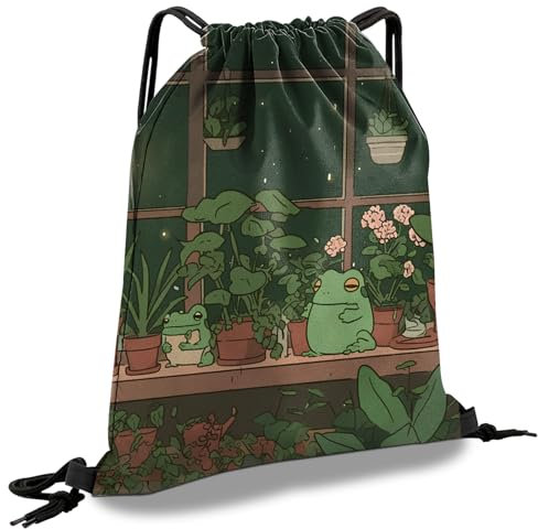 Cabreche Rucksack mit Kordelzug, Sporttaschen für Fitnessstudio, Reisen, Strand, wasserdicht, niedlicher Rucksack für Herren und Damen (33 x 43 cm), Ag17-Frosch, Einheitsgröße, Sportlich