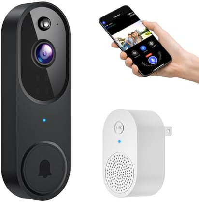 GridTera - Wireless Video Smart Doorbell, AI Human Detection and Instant Alerts, Night Vision, 2-Way Audio, Battery Powered, Cloud Storage Sold By