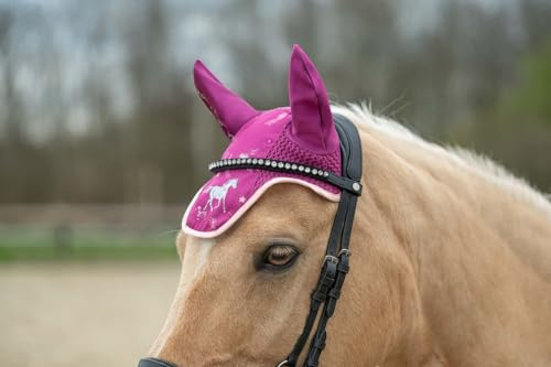HKM Polly Ear Bonnet Magenta Pony