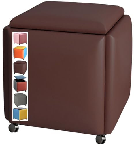 Stapelbarer Sofasessel Hocker Würfel 5 in 1, Kombination Sitzwürfel Fußhocker Fußbank Polsterhocker Sitztruhe Schuhbank Sitzhocker mit Rollen Fußstütze Ottomane C