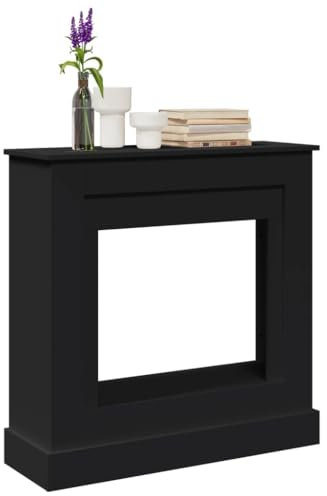 Lechnical Cornice per Camino Nera 90x30x90 cm in Truciolato,Cornice per Camino,Cornice Decorativa Caminetto-854590