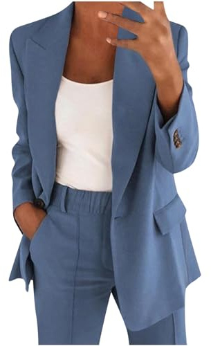 Completo Tailleur da Donna, 2 Pezzi, Slim Fit, Giacca a Bottone Unico, con Gonna O Pantalone, da Ufficio Completo da Donna con Giacca e Cardigan con Risvolto e Bottoni alla Moda