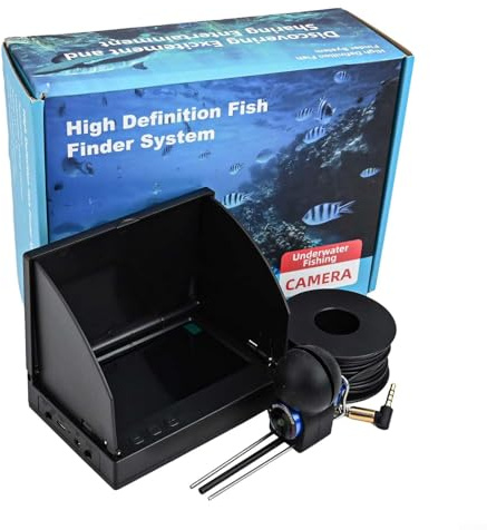 HEBEOT Fischfinder, Unterwasser-Angelkamera, Infrarot-Nachtsicht für Eisfischen, Meeresangeln, Seen, Flüsse, Teiche, Bootsangeln (IP + 20 M-Kamera)