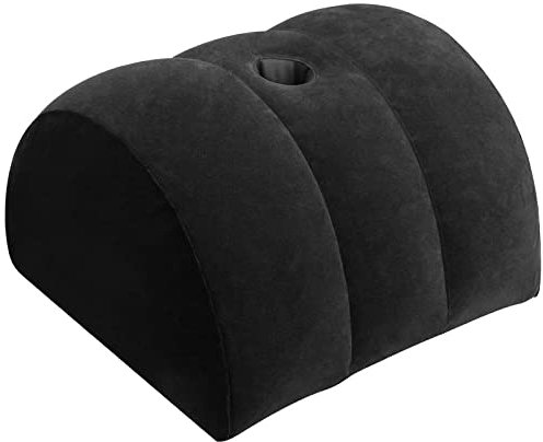 LuxoCare Cuscino gonfiabile a mezzaluna – Cuscino gonfiabile multiuso sotto il cuscino per dormire sulla schiena, cuscino rialzante per ginocchia, parte bassa della schiena, piede (nero)