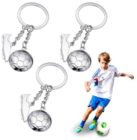KEQAR Lot de 3 Porte-clés Football Chaussures et Ballon Accessoire Auto pour Fans de Foot Enfants et Adultes Cadeaux pour Garçons