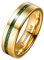 NUNCAD Personalisiert 6mm Ringe Gold Herren Damen Wolfram Ring mit Gravur Eheringe mit Grünem Malachit Vergoldeter Herrenring für Hochzeit, Versprechen, Alltag, Größe 68.5(21.8)
