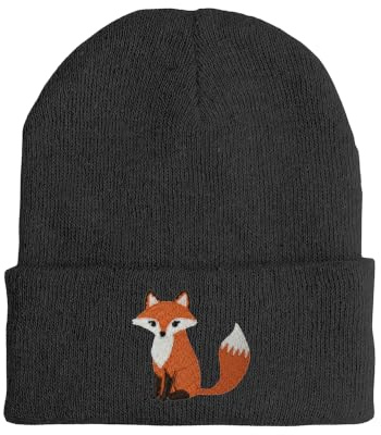 tshirtladen bestickte Beanie mit Fuchs Motiv für Jäger und Tierfreunde | Bestickte Beanie mit Fuchs Motiv für Jäger und Tierfreunde, doppellagig, im eigenen Haus gestickt, Einheitsgröße, Unisex