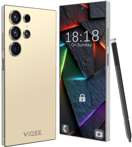 viqee Android Smartphone Handy Ohne Vertrag Günstig, 8+256GB Dual SIM 6.8 HD-Bildschirm 4500mAh Akku 21+8MP Kamera, Simlockfreie Handys/OTG/Face ID,Gold