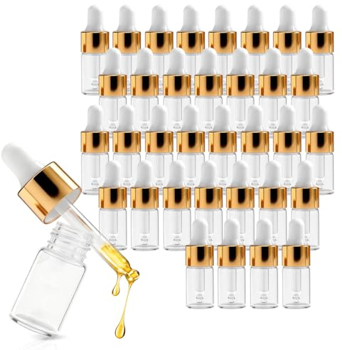 Asheyya 35 Pcs Pipette Dropper Bottle, 3ml Small Transparent Sample Bottle with Pipette Dropper for Travel Oils Cosmetic Perfume