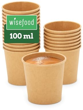 wisefood® Kaffeebecher to go [100ml] Espresso Pappbecher einweg hitzebeständig [50 Stk] Coffee to Go Becher Pappbecher Kraftpapier kompostierbare Bio Kaffeebecher Becher für Heißgetränke Party