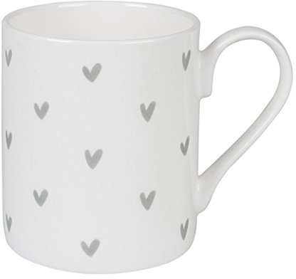 Sophie Allport - Grey Hearts Mug, Fine Bone China, Gift Box, Dishwasher Safe (Large Size, 425ml)