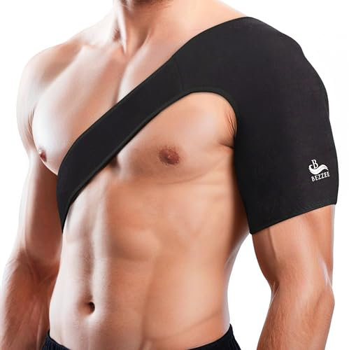 Bezzee Pro Supporto Spalla in Neoprene Regolabile - Compressione della Cuffia per Articolazioni Lussate, Dolore, Blocchi, Prevenzione di Lesioni e Distorsione - Tutore Spalla Lussata Destra e Sinistra