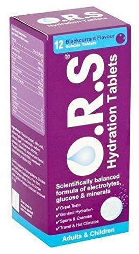 O.R.S Hydration Tablets with Electrolytes, Vegan, Gluten and Lactose Free Formula – Soluble Sports Hydration Tablets with Natural Blackcurrant Flavour, 12 Tablets (Pack of 12)