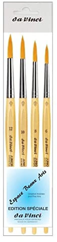 Da Vinci 303 Series Synthetic Bristle Paint Brush, Set of 4 (Yellow, Sizes 6, 8, 10, 12), for Water-colour, Oil and Acrylic Painting
