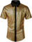 JOGAL Herren Pailletten Kleid Shirt 70er Disco Party Kustüm Medium Gold