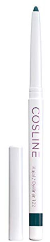 COSLINE Kajal und Eyeliner 122 Petrol, Türkis, Wasserfester Kajal, Verschmiert nicht, Petrolfarbener Lidstrich, Weiches Auftragen, Starke Pigmentierung, Vegan, Made in Germany