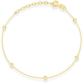 GELIN Armband 585 Damen, runde mit Diamant Armband 14 Karat GelbGold, Echtgold Schmuck, 15+3 cm