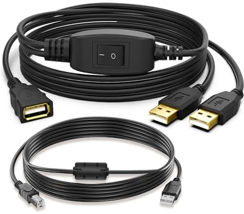 baolongking Divisor USB de 2 puertos USB 2.0 Y para impresora de cable compartido, cable hembra a doble macho, extensor de puerto USB, adaptador de división de alimentación de datos para dos