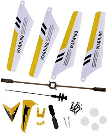 xuew Volle Ersatzteile Set für Syma S107 / S107G RC Hubschrauber, Hauptblätter, Schwanz Dekorationen, Endstückblatt, Balance Bar, Connect Buckle, Inner Shaft. Yellow Set-