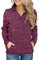 iWoo Damen Langarmshirt Sweatshirt Reißverschluss Pullover Casual Oversize Lose Shirt Oberteil mit Taschen Tops Weinrot L