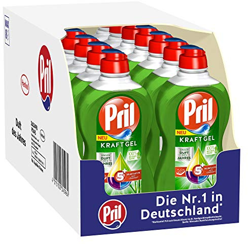 Pril 5 Plus Kraftgel Bambus und Limette, Handgeschirrspülmittel, (16 x 450 ml) mit selbstaktiver Fettlösekraft, unser Duft des Jahres 2020