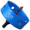 Scie cloche - 100 mm - Acier rapide HSS M42 bi-métal - Scie-cloche avec tige hexagonale et foret pour bois, construction sèche et tôle métallique - 1 pièce - Bleu