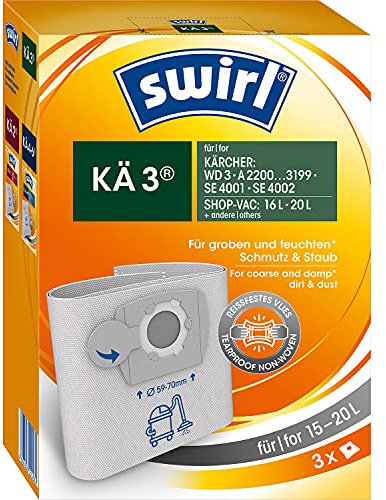 Swirl KA 3.0 Staubsaugerbeutel für Kärcher WD 3 und Shop-Vac Nass-/Trockensauger