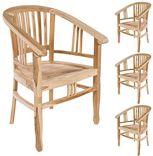 Raburg Gartenstuhl 4er Set NELA XL - edler Teak-Holz-Sessel, feingeschliffenes, naturbelassenes Teak, langlebig, massiv & robust für Outdoor, Garten, Balkon & Terrasse, Belastbarkeit 130 kg