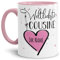 Keramik Tasse - Weltliebste Cousine - zum selbst gestalten mit Name - Geschenk für die beste Cousine - Innen & Henkel Rosa, 300 ml