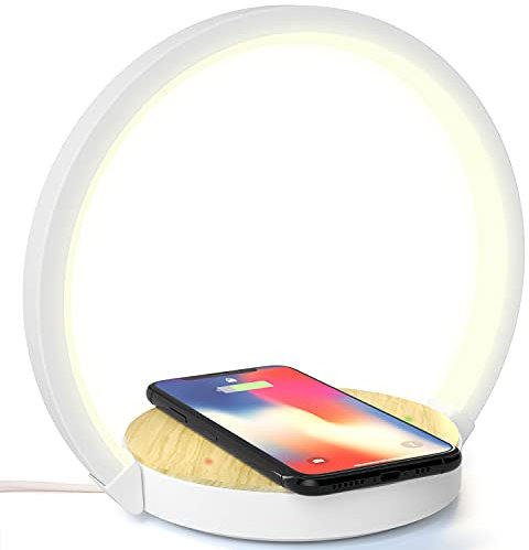 ELEHOT-Store Nachttischlampe Tischlampe Touch Dimmbar mit 10W Wireless Charger Nachtlicht mit 3 Stufige Helligkeit für Schlafzimmer Wohnzimmer Büro (10W)