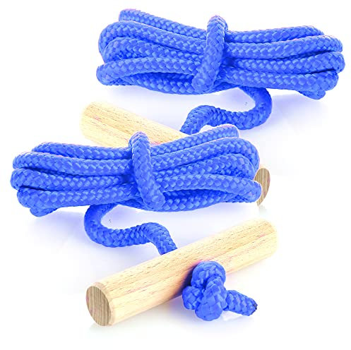 com-four® 2X Premium Schlittenleine mit Holzgriff, extra Starkes Rodelzubehör Zugseil für Schlitten, Made in Germany!