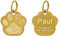 kultdog Pfote Hundemarke aus Edelstahl mit Gravur I Adressanhänger in 2 Größen erhältlich I Tiermarke für Hunde inkl. Schlüsselring - Gold Klein