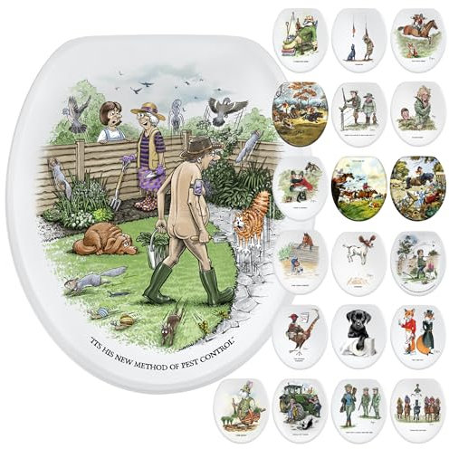 Fun Novelty Toilet Seat Soft Close, Easy Fit, Printed On 3 Surfaces with Alan Thomas Gardening Art. A Blend of Gardening & Home & Bathroom Decor, Makes A Delightful Gift for All Gardening Entusiasts.