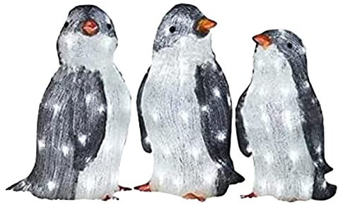 WMLBK 3pcs Christmas Penguin Light Up Ornaments,Christmas Penguin Acrylic Light Up Indoor Outdoor Figurine Garden Decor, with LED Mini Lights