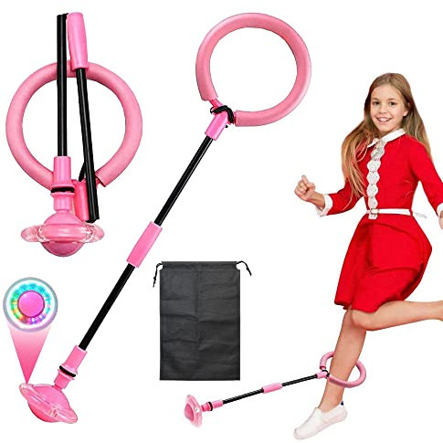 HIQE-FL Springender Ball Blinkender,Swing Wheel mit Lichtrad,Kinder Blinkender Springring,Faltbarer Flash Jumping Ballm,Blinkender Sprungball