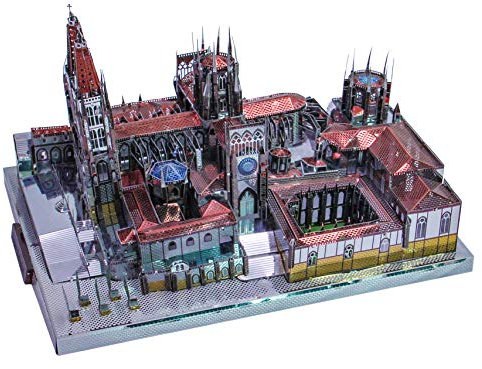 Microworld 3D -Puzzle für Erwachsene Metall, Architektur Model Building -Kits, 3D -Metall -Rätsel DIY Puzzle Hirnteaser Geschenkspielzeug für Teenager (Spanienburgos Kathedrale)