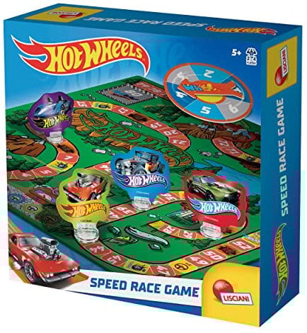 Liscianigiochi 47312 Hot Wheels Juego de Mesa Carrera de Velocidad, Incluye Ruleta, Tablero, Fichas y Cartas de cartón, De 2 a 4 Jugadores, Juegos para niños, Juguetes Infantiles, A Partir de 5 años