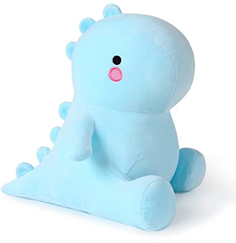 shownicer Plüschtier Dinosaurier Kuscheltier Stofftier Kawaii Dino Plüsch Kissen Spielzeug Plüschsaurier Wurfkissen Schmusetier Geschenk für Kinder Mädchen 12+ Jahre (Blau, 35cm)