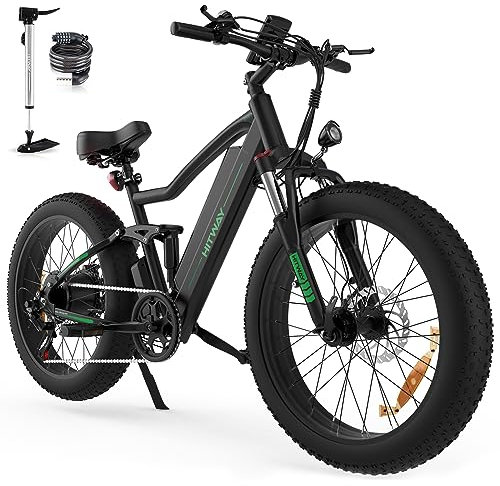 HITWAY Vélo électrique 26 4,0 Fat Tire, VTT Électrique E-Bike avec Batterie au Lithium Amovible 48V 15Ah, 250W, 7 Vitesses,jusqu'à 55-80km