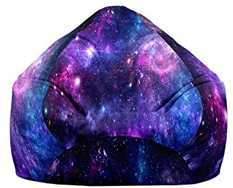 Highdi Sitzsack für Erwachsene Indoor Outdoor Sternenhimmel Sitzkissen Weicher Flauschiger Sofabettbezug Ohne Füllung Gartenkissen Bodenkissen für Wohnzimmer Gaming (90 * 110cm,Galaxis)