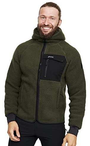 RevolutionRace Sherpa Hoodie für Herren, Outdoor Fleecejacken perfekt für Wanderungen und Outdoor-Abenteuer, Forest Night, XXL