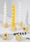 HofferRuffer Kerzenständer 6er Set Keramik Mini Kerzenhalter Morandi Farben Blütenform Kerzenständer Stabkerzen für Hochzeit Party Weihnachtsdeko Tischdeko Deko Gelb
