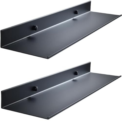 YUET Lot de 2 Étagères Murales, 40CM Étagère Flottante, Étagère de Douche Murale, Étagère de Rangement Murale pour Salle de Bain Chambre Salon Cuisine Bureau, Noir