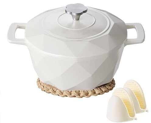 DYHQQ Cast Iron Pot with Lid Non-Stick Ovenproof Enamelled Casserole Pot Silicone Accessories and Insulation pads Sturdy Dutch Oven Cookware 3L, 30.5cm