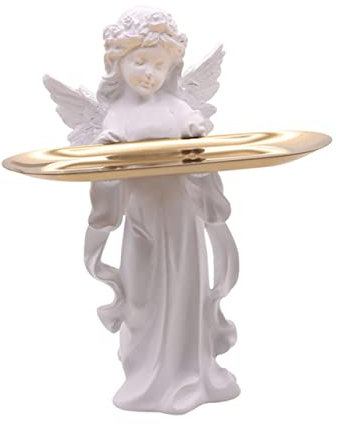 SAFIGLE Elegante Engelsstatue Aus Kunstharz Schmuck-organizer Schmuckhalter Für Die Arbeitsplatte Aufbewahrungstablett Für Heimdekoration