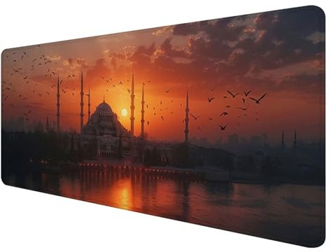 Mauspad XXL, 1000x500mm Gaming Mauspad Moskau, XXL Mousepad Groß mit rutschfeste Gummibasis, Mauspad Architektur Wasserdicht & rutschfest, Großer Erweiterter Schreibtischunterlage für Home Office R-6